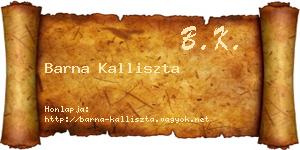 Barna Kalliszta névjegykártya